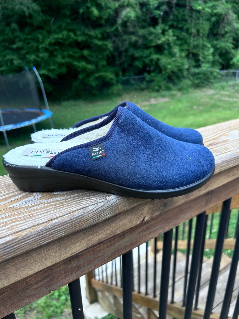 Fly Flot suede mule slippers Navy Blue size 40